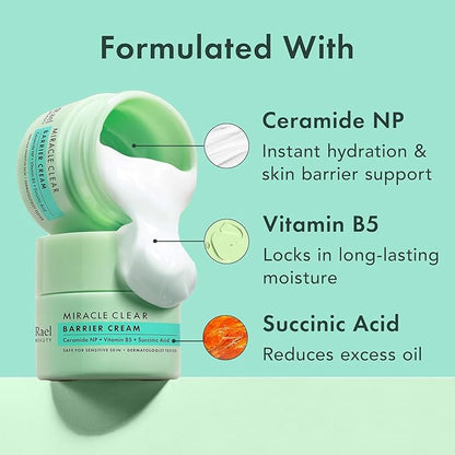 Rael Face Moisturizer, Miracle Clear Barrier Cream – Lightweight Moisturizer with Succinic Acid and Vitamin B5, Hydration, Korean Skin Care (1.8 oz)