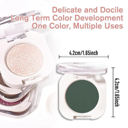 Single Matte Eye Shadow Palette Makeup, Forest Green Matte Eyeshadow for Older Women Halloween Birthday Party Wear, Monochrome Eye Shadow Makeup, Pigmented Waterproof Sombras Para Ojos, 16