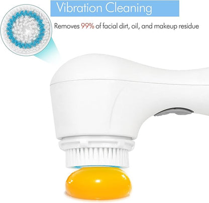 Microtree Electric Facial Cleansing Brush, Sonic Vibrating Rechargeable Face Scrubber Exfoliator, 2 Speeds for Gentle Clean, Face Brushes for Cleansing, Waterproof Face Wash Brush
