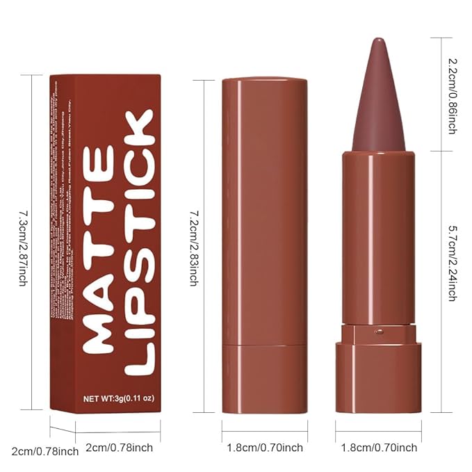 Reddish Brown Gradient Matte Lipstick Crayon Lip Liner pencil for Women, Flawless Contour Gradual Ombre Effect lip Pencil, Long Lasting Waterproof Smudge Proof Lipstick Pencil 03#