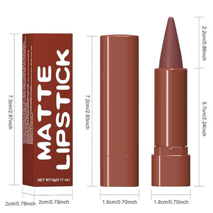 Reddish Brown Gradient Matte Lipstick Crayon Lip Liner pencil for Women, Flawless Contour Gradual Ombre Effect lip Pencil, Long Lasting Waterproof Smudge Proof Lipstick Pencil 03#
