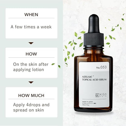 KisoCare Azelaic Acid for Face 15% Serum Niacinamide Vitamin C BALANCING ESSENCE AZ 1 Fl Oz MADE IN JAPAN