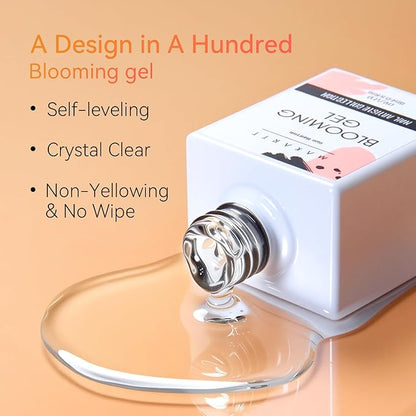 Makartt Blooming Gel & 3D Gel Nail Art Kit: Clear DIY Nail Art Supplies for Watercolor Marble Spreading Effect & 3D Drawing Molding Sculpture Gems and Decoration, UV LED Soak Off 15ml