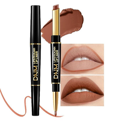 2-in-1Brown Velvet Lip Liner & Lipstick Set Kit for Women, Matte Lips Kit with Lip Liner Lip Stains Long Lasting Waterproof 24 Hour Lipstick and Lip Liners Combo Lipliners Pencil Set 38