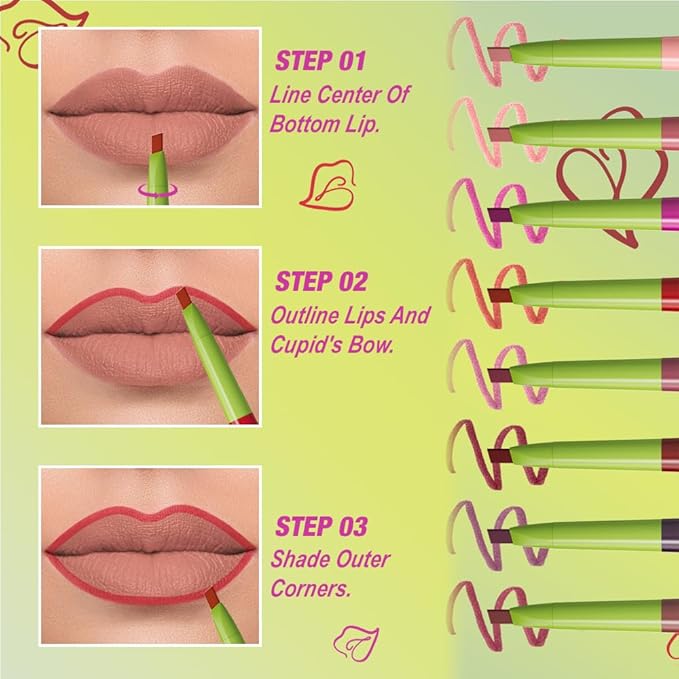 evpct Ruby Red Triangle Lip Liner Pencil Stick for Women, Retractable Lips Liner Pen Triangle Tip for Sculpting & Filling & Plumping, Longwear Lipliners Pencil, Vegan Cruelty Free Lip Filler Plumper