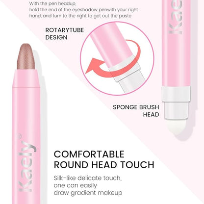 Kaely 2in1 Cream Eye Shadow Brightener Sticks for Eyes, Pencil Eyeshadow Applicator Stick Waterproof Pigmented, Eye Shadow Palette Highlighter Makeup, sombras para ojos, 36 Mauve taupe Shimmer