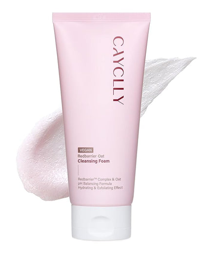 Redbarrier Oat Cleansing Foam | Gentle Hydrating Face Wash with LHA, PHA & Hyaluronic Acid | Low-pH Korean Cleanser for Daily Use, Pore Care & Removing Impurities, 5.07 fl. oz.