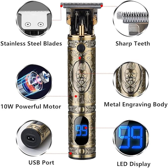 RESUXI Hair Clippers for Men Hair Trimmer for Barbers,Professional Cordless T Blade Trimmer, Beard Edger Liners for Men,Barber Shavers for Hair Cutting,Gold Knight Close-Cutting Hair Machine