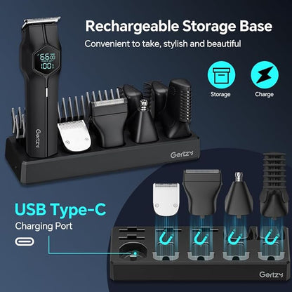 5-in-1 Electric Beard Trimmer Body Hair Trimmer Kit, Professional Cordless Hair Clippers for Men Rechargeable, IPX7 Waterproof Mens Grooming Kit for Face, Mustache, Body, Nose, Gifts for Men (Black)