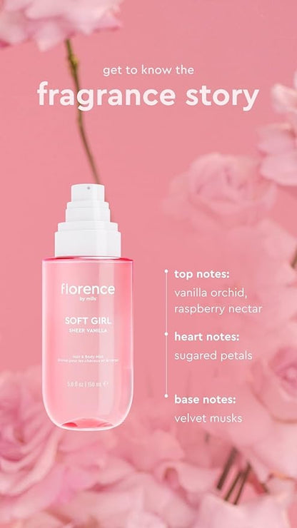 florence by mills Soft Girl Sheer Vanilla Hair & Body Mist