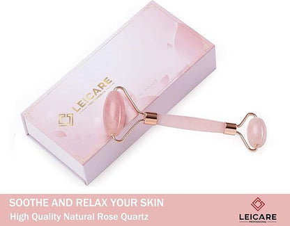 Jade Roller for Face - Rose Quartz Face Roller Skin Care - Stone Facial Roller, Face Massager for Women, Relieve Stress, Remove Wrinkles Eye Puffiness