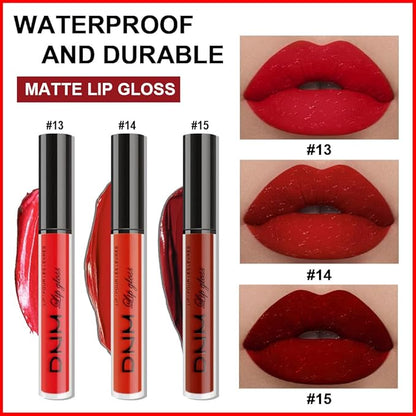 AMY'S DIARY 3Pcs Bright Red Matte Liquid Lipstick Sets, Lip Stain Long Lasting 24 Waterproof Lip Gloss Gift Set Matt Makeup for Women Lippies (05)
