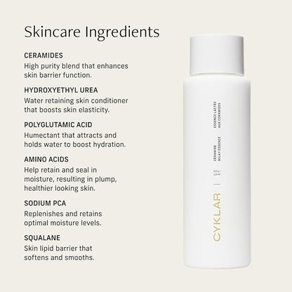 CYKLAR Ceramide Milky Essence – Unscented Body Lotion for Dry, Sensitive Skin – Lightweight Hydrating Ceramide Moisturizer for Skin Barrier with Polyglutamic Acid & Hydroxyethyl Urea - 8 fl oz