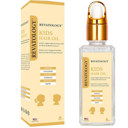 REVATOLOGY Kids & Baby Hair Growth Product High Potency Scalp & Hair Oil (Made in USA) 26 Cold-Pressed Botanicals for all Ages and Hair types -Thin, Curly, Thick Hair | Cruelty & Chemical Free