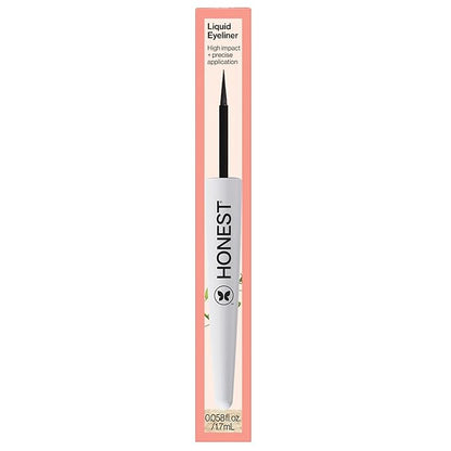 Honest Beauty Longlasting Liquid Eyeliner | Smudge + Flake Proof, Precise Application | Hypoallergenic, Vegan, + Cruelty Free | Black, 0.58 fl oz