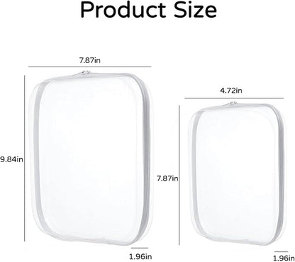 3PCS Clear Hard Plastic Zipper Case, Double Zippers Hard Pouch, Portable Travel Organizer Bin Clear Makeup Bag for Toy Storage, Snack Bag, Cosmetics, Pencil Case, Diaper Bag, Toiletry Bag