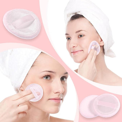 Makeup Pads for Pressed Powder 40 Pcs Cotton Powder Puffs Washable 2.36 Inch Round MakeupPowder Puff Pads with Ribbon White Round Cosmetic Face-Powder Make up Puffs Beauty Makeup Tools for Women