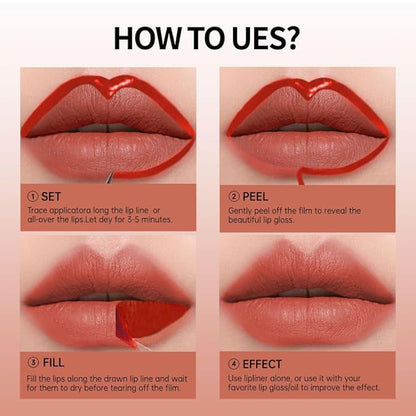 Matte Lip Stain Peel Off Lip Gloss& Lip Liner 2-in-1: One end defines lips with precision liner, the other peels off to reveal long-lasting, waterproof, smudge-proof, transfer-proof matte color.5#