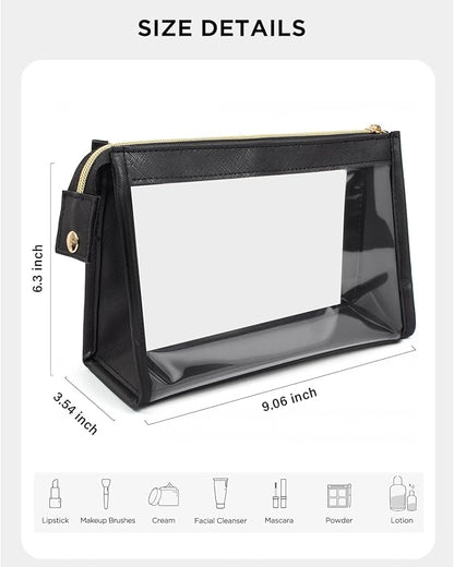Clear Makup Bag, Clear Cosmetic Bags with Zipper Waterproof Small Travel Cosmetic Case Cute Make Up Pouch Mini Car Essentials for Women Travel Car Organizer