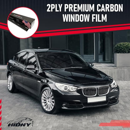 United Window Tint 24"In 100'Ft Nano Carbon 2Ply Charcoal 20% VLT - Clear Polyester Privacy Window Tint for Car, Home, Blocks UV/IR Rays, Reduce Heat & Glare- Adhesive Film - Lifetime Color Stability