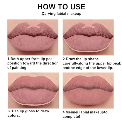 evpct 2Pcs Mauve Nude Neutral Color Lip Liner and Matte Lipstick Makeup Sets Vegan Lipstick Lip Liner and Gloss Set Lip Stain Long Lasting Waterproof 24 34#