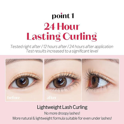 ETUDE Curl Fix Mascara Mini, Lash Mascara, Strong Curl Up, Long-Lasting, Waterproof, Lightweight, Korean Makeup, Beauty, Vegan Certified, Black (0.14 Fl Oz)