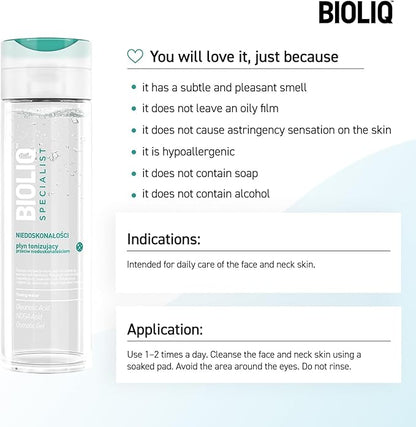 Bioliq - Specialist Toning Water - Restores Skin Balance, Mattifies All Day with Oleanolic Acid, NDGA, & Aloe Vera Leaf Extract for Skin Care - 200 ml