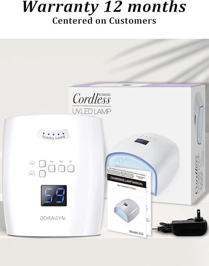 UV LED Nail Lamp, Cordless Gel Polish Dryer for Professional Gel Manicures - White