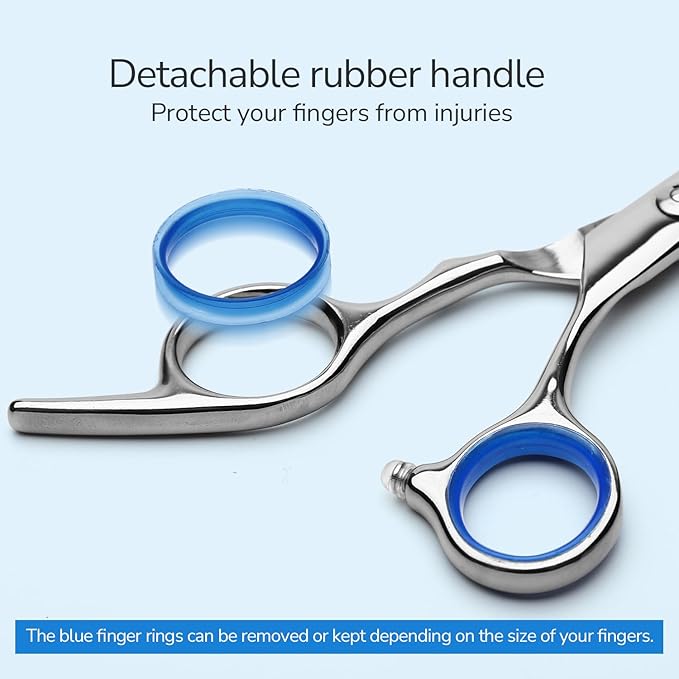 Hair Cutting Scissors, ULG Professional Hair Scissors 6.5 inch Right-Hand Razor Edge Barber Shears Salon Hair Cutting Shears Made of Japanese Stainless Steel, Hand Sharpened Blue