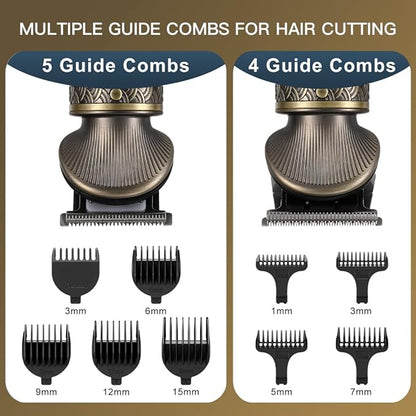 Beard Trimmer Kit Professional Hair Clipper Zero Gapped T-Blade Electric Shaver Razor Nose Body Trimmer for Men Cordless Grooming Kit 7 in 1