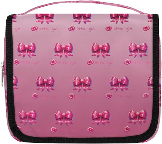 Travel Toiletry Bag for Women & Men Pink Beautiful Flower Hanging Cosmetic Organizer Portable Waterproof Makeup Case Make Up Bag with Compartments Travel Essentials for Bathroom Shower