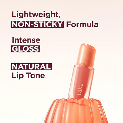Laka Jelling Nude Gloss, 4.5g/0.15oz, Sheer Hydrating Lip Oil with No Stain, Non-Sticky, Nourishing Gloss for a Fresh, Glowy Look, Vegan, Clean Beauty Makeup, K-Beauty (#302 Grape Ring)