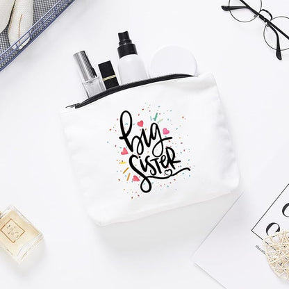 Cute Big Sister Reusable Makeup Bag Big Sister Gifts for Little Girls Best Sister Eco-Friendly Makeup Bag Gifts for Birthday Christmas