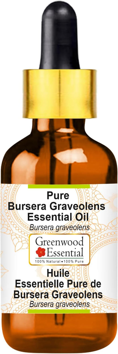 Greenwood Essential Bursera Graveolens Essential Oil (Bursera graveolens) with Glass Dropper | Pure | Non-Sticky | Non-Greasy | Lightweight | Unisex | All Skin Types | Steam Distilled 5ml (0.16 oz)