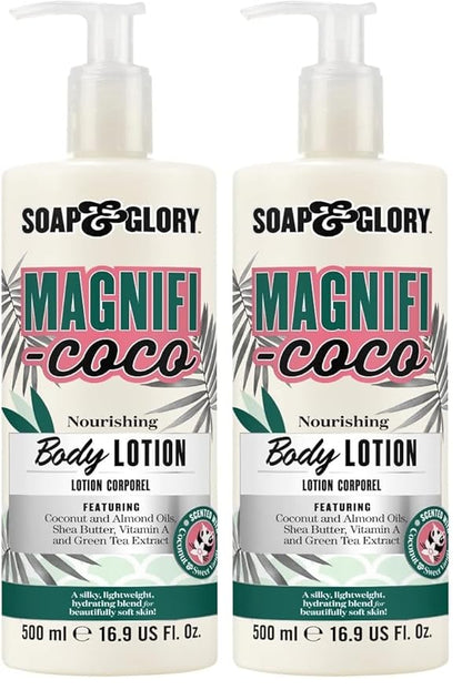 Soap & Glory Magnifi-Coco Body Lotion - Coconut Body Moisturizer with Vitamin A, Shea Butter & Rose Canina Fruit Oils - Rich Moisturizing Lotion for Dehydrated Skin (500ml) (Pack of 2)