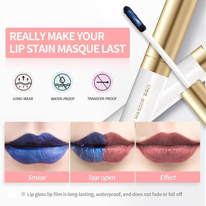 Lip Liner - Peel Off Lip Stain | Long Lasting Matte Lip Tattoo | Transfer Proof, Hydrating Formula with Hyaluronic Acid & Vitamin E | Vegan & Cruelty-Free | for All Skin Types(2#Brown)