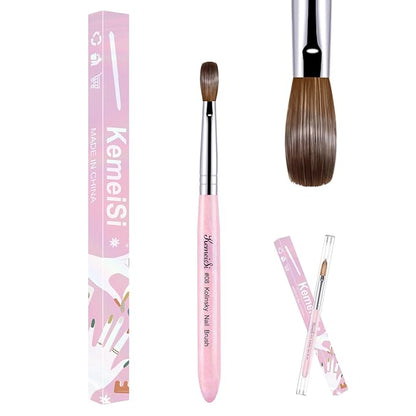 Acrylic Nail Brush Size #8, 100% Pure Kolinsky Nail Art Brushes for Acrylic Application, Sturdy Starry Handle Oval Shaped Nail Design Tools for Professional Manicure DIY, Pink