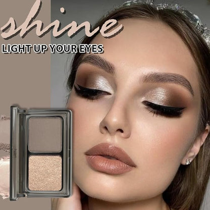 AMY'S DIARY 2 Color Taupe Brown Matte+Golden Champagne Shimmer Eyeshadow Palette – Shimmer matte Shades eye shadow for Eye Makeup, Long-Lasting & Highly Pigmented, Vegan & Cruelty-Free for woman