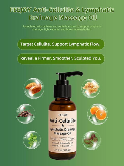 Body Oil & Massage Oil, Body Firming Oil for Cellulite, Lymphatic Drainage, Skin Tightening & Stretch Marks, Massage Oil for Massage Therapy for Leg, Hip, Arm & Belly, Daily or After Shower Use