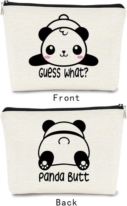 Cute Baby Panda Guess What It's Pug Butt Makeup Bag,Funny Cartoon Cute Panda Cosmetic Bag Best Gift Idea for Panda Loves,Birthday Christmas for Girls Women, Makeup Case for Teen Girls Daughter