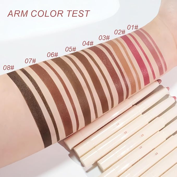 Plump Matte Crayon Lip Liner Pencil, Dark Brown Lipstick Lip Liners for Women, 24 Hour Long-Lasting Lip Gloss Makeup, With Silicone Smudger for Define Contours & Sculpting Lip, 08