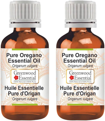 Greenwood Essential Pure Oregano Essential Oil (Origanum vulgare) Steam Distilled (Pack of Two) 100ml X 2 (6.76 oz)