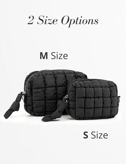 Yarnic Quilted Makeup Bag Cosmetic Bag, Travel Toiletry Bag for Women, Cute Makeup Bag Organizer Puffer Makeup Pouch (S, Hot Pink)
