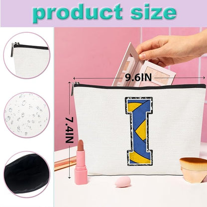 Volleyball Gifts Initial Makeup Bag Monogrammed Cosmetic Bag Letter I Zipper Pouch Volleyball Accessories for Girls Women Volleyball Player Coach Friend Volleyball Stuff Graduation Birthday Gifts