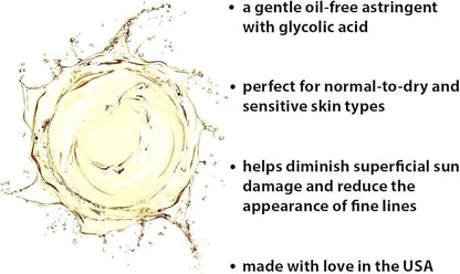 RAYA Ginseng Astringent with AHA 8 oz (G-205) | Gentle Glycolic Facial Toner for Dry and Sensitive Skin | Helps Tighten Pores, Smooth Complexion, and Reduce Fine Lines | Made with Alpha Hydroxy Acids