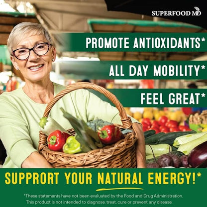 Superfood Fruit and Veggie Supplement - 360 Whole Super Fruit and Vegetable Supplements & Vitamin with Olive Leaf, Soy Free- 180 Count (Pack of 2)