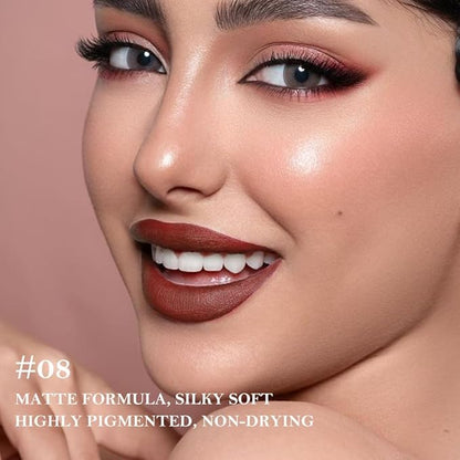 2Pcs Gradient Matte Lipstick Crayon Lip Liner pencil, Flawless Contour Gradual Ombre Effect lip Pencil, Lipstick for Women Long Lasting Waterproof Smudge Proof Lipstick Pencil 03#+08#