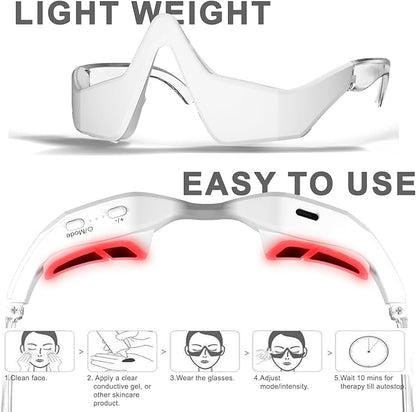 Under-Eye Red Light Therapy Device, Red Light Therapy Glasses Microcurrent Eye Massager Red Light Eye Mask for Eye Bags Dark Circles Puffiness Wrinkles Fine Lines