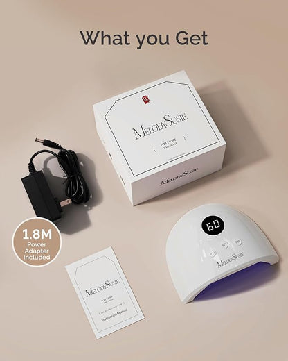 MelodySusie Compact Advanced UV LED Nail Lamp, P-Plus30F Nail Dryer with 3 Timers & Smart Sensor Cures All Gels, Especially Rhinestone Glue, Solid & Liner Gel Polishes for Advanced DIY at Home-White