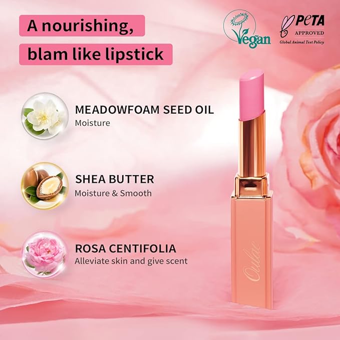 Oulac Pinky Purple Lipstick - Moisturizing Lip Stick Glossy Tinted Lip Balm, Sheer Shine Juicy Finish, Lightweight and Hydrating Formula for Dry Lip Care, Vegan 2.2g/0.07oz (10)